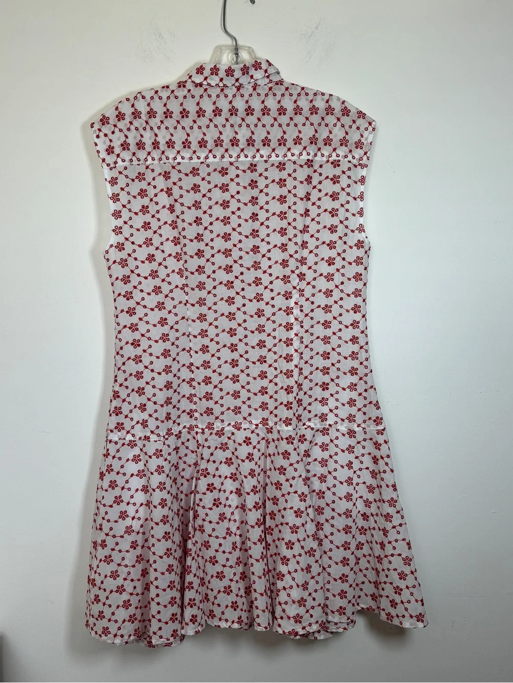 J. Crew Mini Eyelet Shirt Dress Crimson White Cotton Fit Flare Floral Size 12NWT